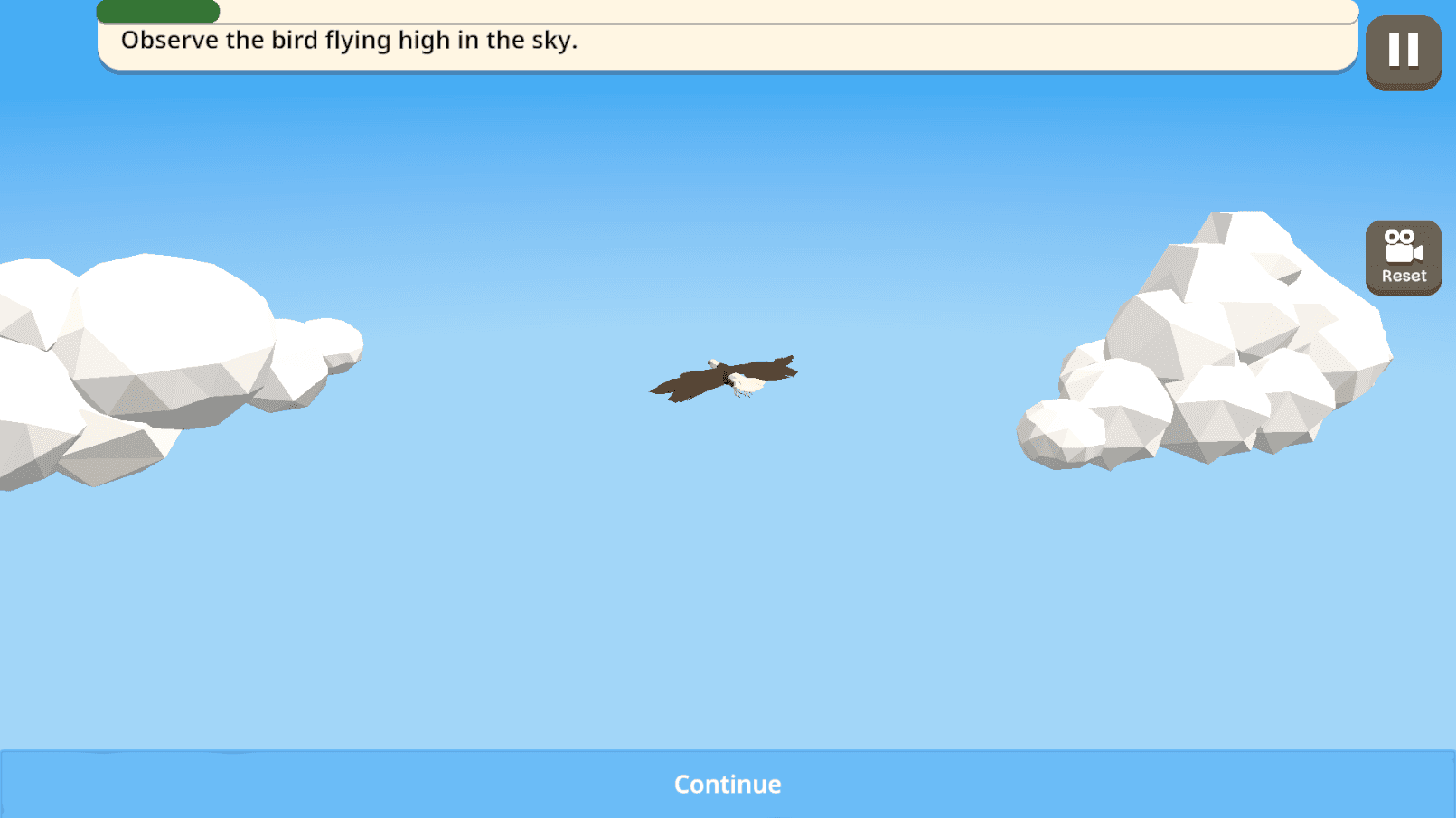 Aadoo 3D lesson showing a bird in motion